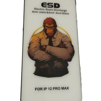 iPhone 12 Pro Max (6.7&quot;) előlapi üvegfólia, edzett, fekete keret, 9H, full cover, ESD (csomagolás és kiegészítők nélkül) kép