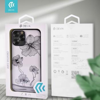 iPhone 12 Pro Max (6,7&quot;) hátlap tok, TPU tok, virágos / köves mintás, fekete, Devia Crystal Flora kép