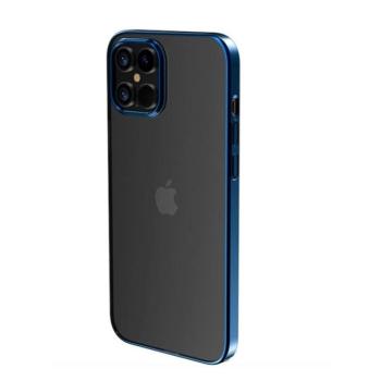 iPhone 12 Pro Max (6,7&quot;) kemény hátlap tok, TPU tok, átlátszó / kék keret, Devia Glimmer kép
