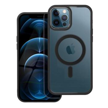 iPhone 12 Pro Max (6.7&quot;) szilikon tok, PC/TPU tok, magsafe, színes keretes, átlátszó/fekete, Color Edge Mag Cover kép