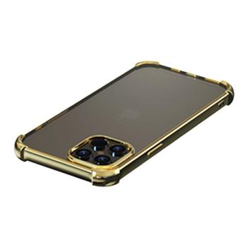 iPhone 12 Pro Max (6,7&quot;) ütésálló hátlap tok, TPU tok, átlátszó / arany kerettel, Devia Glitter Shockproof kép