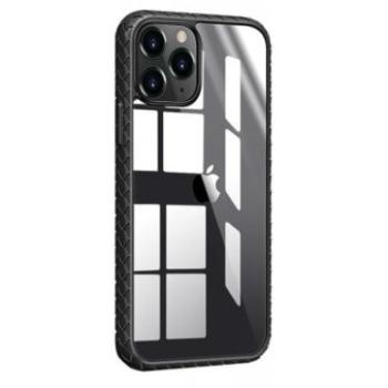 iPhone 12 Pro Max (6,7&quot;) ütésálló hátlap tok, TPU tok, átlátszó / fekete keret, Devia Shark4 kép