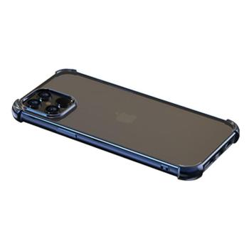 iPhone 12 Pro Max (6,7&quot;) ütésálló hátlap tok, TPU tok, átlátszó / kék kerettel, Devia Glitter Shockproof kép