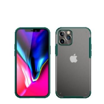 iPhone 12 Pro Max (6,7&quot;) ütésálló hátlap tok, TPU tok, átlátszó / zöld kerettel, Devia Pioneer kép