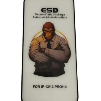 iPhone 13 / 13 Pro / 14 / 16e / SE4 (2025) (6.1&quot;) előlapi üvegfólia, edzett, fekete keret, 9H, full cover, ESD (csomagolás és kiegészítők nélkül) kép