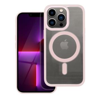 iPhone 13 Pro (6.1&quot;) szilikon tok, PC/TPU tok, magsafe, színes keretes, átlátszó/púderrózsaszín, Color Edge Mag Cover kép