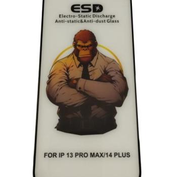 iPhone 13 Pro Max / 14 Plus (6.7&quot;) előlapi üvegfólia, edzett, fekete keret, 9H, full cover, ESD (csomagolás és kiegészítők nélkül) kép