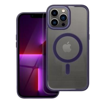 iPhone 13 Pro Max (6.7&quot;) szilikon tok, PC/TPU tok, magsafe, színes keretes, átlátszó/lila, Color Edge Mag Cover kép