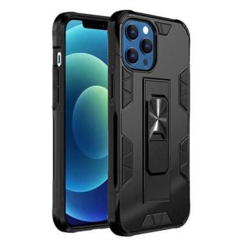 iPhone 13 Pro Max (6,7&quot;) ütésálló hátlap tok, kitámasztható, fekete, Forcell Defender kép