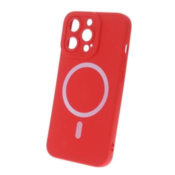 iPhone 14 (6,1&quot;) szilikon tok, hátlap tok, velúr belső, piros, matt, Silicone Case Magsafe kép