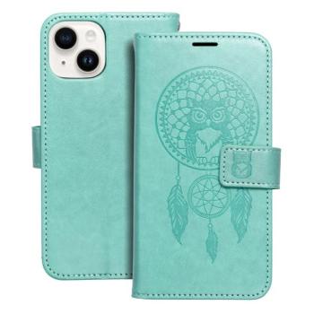 iPhone 14 (6.1&quot;) telefon tok, könyvtok, oldalra nyíló tok, mágnesesen záródó, zöld, dreamcatcher, Forcell Mezzo kép