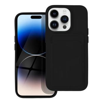 iPhone 14 Plus (6,7&quot;) szilikon tok, hátlap tok, bankkártya tartós, fekete, Card kép