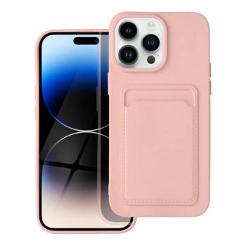 iPhone 14 Plus (6,7&quot;) szilikon tok, hátlap tok, bankkártya tartós, rózsaszín / barackvirág, Card kép