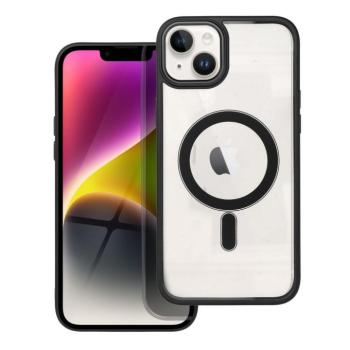 iPhone 14 Plus (6.7&quot;) szilikon tok, PC/TPU tok, magsafe, színes keretes, átlátszó/fekete, Color Edge Mag Cover kép