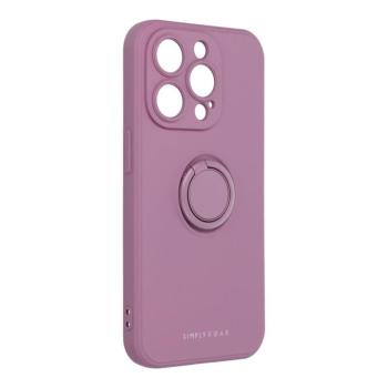 iPhone 14 Pro (6.1&quot;) gyűrűs hátlap tok, szilikon tok, velúr belső, lila, Roar Amber kép