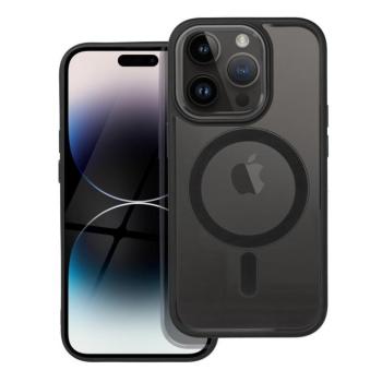 iPhone 14 Pro (6.1&quot;) szilikon tok, PC/TPU tok, magsafe, színes keretes, átlátszó/fekete, Color Edge Mag Cover kép