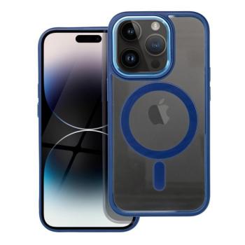 iPhone 14 Pro (6.1&quot;) szilikon tok, PC/TPU tok, magsafe, színes keretes, átlátszó/kék, Color Edge Mag Cover kép