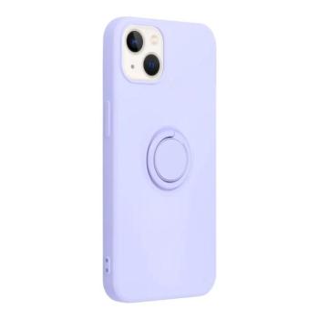 iPhone 14 Pro Max (6.7&quot;) gyűrűs hátlap tok, szilikon tok, velúr belső, lila, Forcell Silicone Ring kép