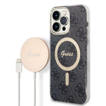 iPhone 14 Pro Max (6,7&quot;) hátlap tok töltővel, MagSafe, fekete, GUESS, BUGUHMP14XH4EACSK kép
