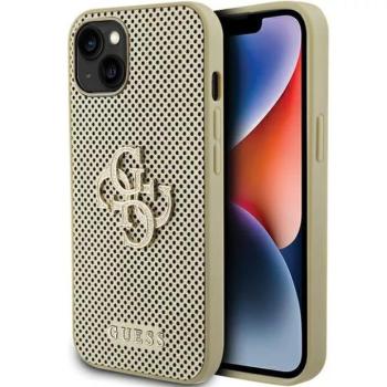 iPhone 15 (6,1&quot;) hátlap tok, PU, arany, GUESS Glitter Metal Logo (GUHCP15SPSP4LGD) kép
