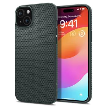 iPhone 15 (6.1&quot;) hátlap tok, TPU tok, sötétzöld (Abyss Green), Spigen Liquid Air kép