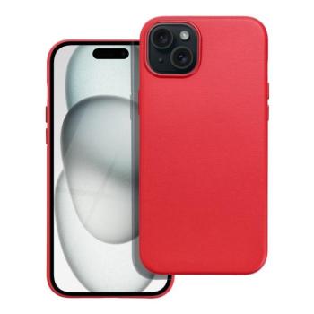 iPhone 15 Plus (6.7&quot;) hátlap tok, műbőr tok, magsafe, velúr belső, piros, Leather Mag Cover kép