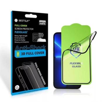 iPhone 15 Pro (6.1&quot;) flexibilis hibrid fólia, edzett, 3D full glue, Bestsuit kép