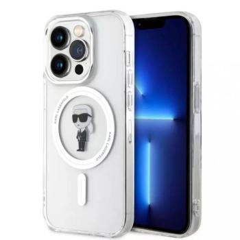iPhone 15 Pro (6,1&quot;) hátlap tok, műanyag, átlátszó, magsafe, Karl Lagerfeld IML Ikonik MagSafe (KLHMP15LHFCKNOT) kép
