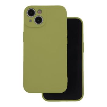 iPhone 15 Pro (6.1&quot;) szilikon tok, hátlap tok, velúr belső, olivazöld, matt, Silicone Case kép
