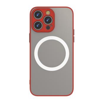 iPhone 15 Pro mágneses műanyag tok,piros-fekete kép