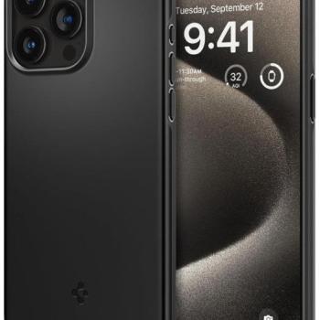 iPhone 15 Pro Max (6.7&quot;) hátlap tok, műanyag hátlap / szilikon keret, fekete, Spigen Thin Fit kép