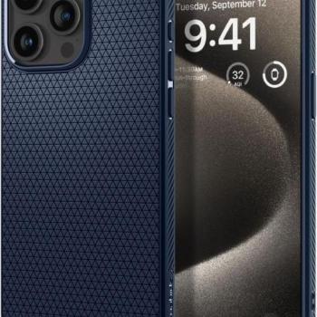 iPhone 15 Pro Max (6.7&quot;) hátlap tok, TPU tok, sötétkék, Spigen Liquid Air kép
