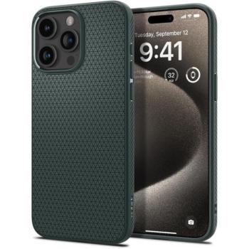 iPhone 15 Pro Max (6.7&quot;) hátlap tok, TPU tok, sötétzöld (Abyss Green), Spigen Liquid Air kép