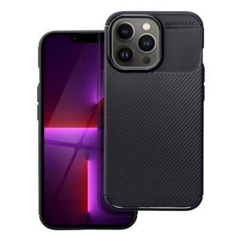 iPhone 15 Pro Max (6.7&quot;) szilikon tok, hátlap tok, carbon mintás, kamera védelem, fekete, Carbon Premium kép