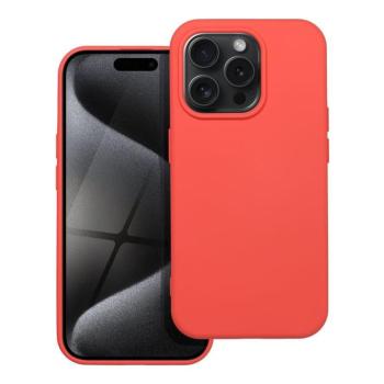 iPhone 15 Pro Max (6,7&quot;) szilikon tok, matt, velúr belső, piros / barack, Silicone kép