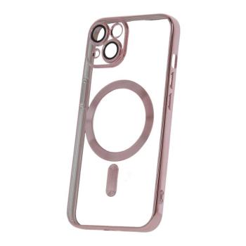 iPhone 15 Pro Max (6.7&quot;) szilikon tok, TPU tok, kamera védelem, magsafe, króm keretes, rose gold, Color Chrome Mag kép