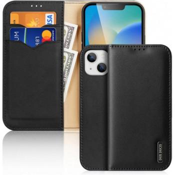 iPhone 15 Pro Max (6.7&quot;) telefon tok, könyvtok, oldalra nyíló tok, mágnesesen záródó, bőr, fekete, Dux Ducis Hivo kép