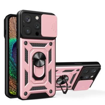 iPhone 15 Pro Max hibrid Armor Camshield tok állvánnyal és kameravédővel - rózsaszín kép