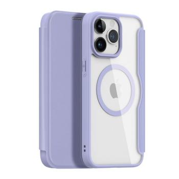 iPhone 15 Pro Max mágneses MagSafe Flip Case Dux Ducis Skin X Pro - Lila tok kép