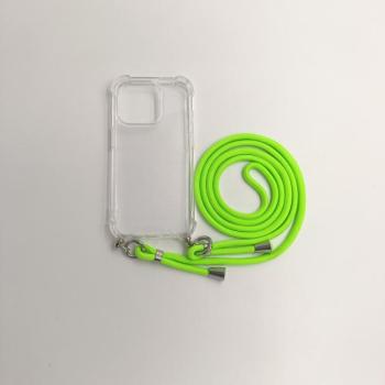 iPhone 15 TPU+PC Átlát.tok,Neon Zöld zsinórral kép