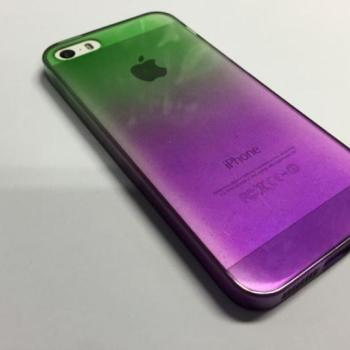 iPhone 5 5S SE zöld és lila színű 0.3mm ultra vékony szilikon tok kép