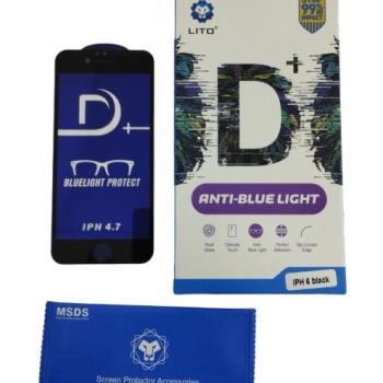 iPhone 6 / 6S (4.7&quot;) előlapi üvegfólia, fekete keret, 9H, 0.33mm, kékfény szűrős, 3D Full Glue, Lito D+ kép