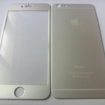 iPhone 6 6S Plus (5,5&quot;) ezüst (silver) teljes (ívelt) elő + hátlapi üvegfólia kép