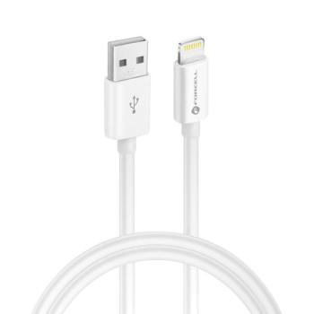 iPhone 8pin gyorstöltő adatkábel, 1m, 2.4A / 5V / 12W, fehér, Forcell C703 kép