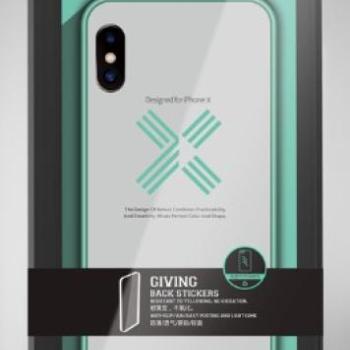 iPhone X / XS (5,8&quot;) hátlap tok, szilikon tok, menta zöld keretes / átlátszó, Joway BHK30 kép