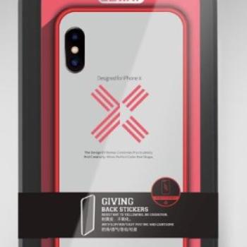 iPhone X / XS (5,8&quot;) hátlap tok, szilikon tok, piros keretes / átlátszó, Joway BHK30 kép