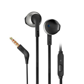 JBL T205 fülhallgató SZTEREO (3.5mm jack, felvevő gomb, lapos kábel) FEKETE kép