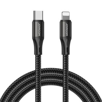 JOYROOM adatkábel és töltő (Type-C - lightning 8pin, 2.4A, 20W, PD gyorstöltés támogatás, 100cm, törésgátló) FEKETE Apple iPhone 7 4.7, Apple iPhone 7 Plus 5.5, Apple IPAD mini 4, Apple IP kép