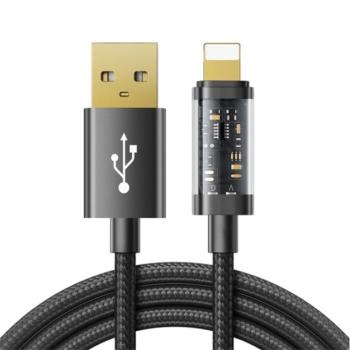 JOYROOM adatkábel és töltő (USB - lightning 8pin, 2.4A, 20W, PD gyorstöltés támogatás, 200cm, cipőfűző minta) FEKETE Apple iPhone 7 4.7, Apple iPhone 7 Plus 5.5, Apple IPAD mini 4, Apple IP kép