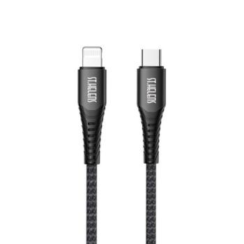 JOYROOM adatkábel (Type-C - lightning 8pin, 2.1A, 20W, gyorstöltés támogatás, 120cm, törésgátló) FEKETE Apple iPhone 7 4.7, Apple iPhone 7 Plus 5.5, Apple IPAD mini 4, Apple IPAD Pro 12.9 (20 kép
